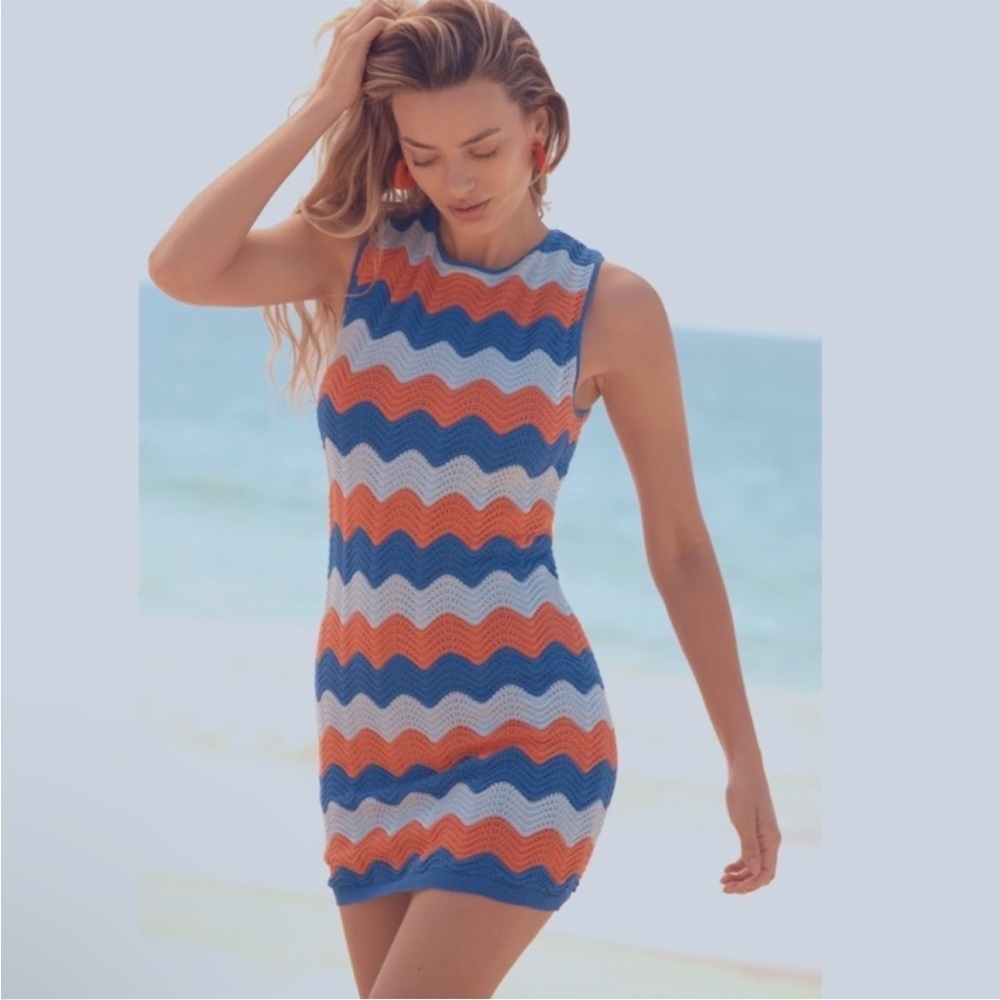 Electric & Rose Anthropologie Julia Crochet Chevron Mini Dress Size M